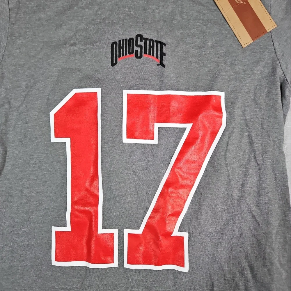 The Victory Ohio State Carnell Tate #17 Youth Gray T Shirt Size Small NWT